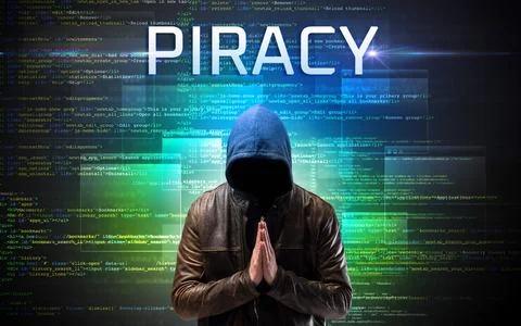 Faceless hacker on code background Stock Photos