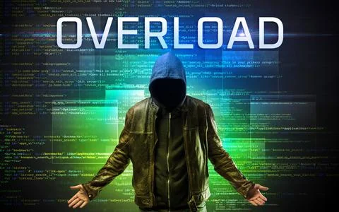 Faceless hacker on code background Stock Photos