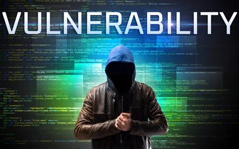 Faceless hacker on code background Stock Photos