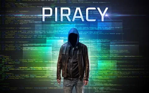 Faceless hacker on code background Stock Photos