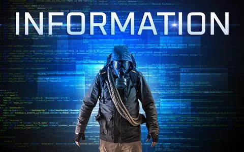 Faceless hacker on code background Stock Photos