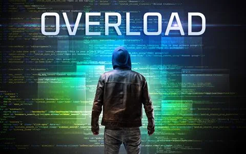 Faceless hacker on code background Stock Photos