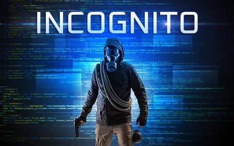 Faceless hacker on code background Stock Photos