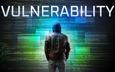 Faceless hacker on code background Stock Photos