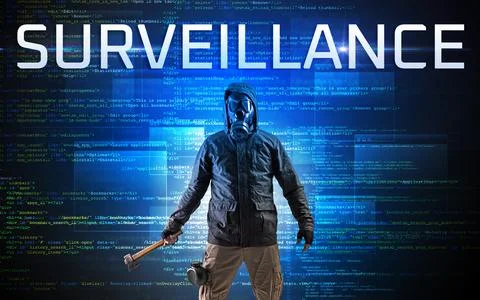 Faceless hacker on code background Stock Photos