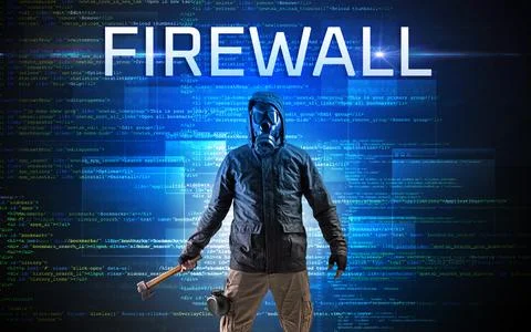 Faceless hacker on code background Foto stock