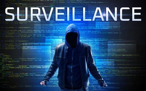 Faceless hacker on code background Stock Photos