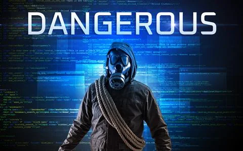 Faceless hacker on code background Foto stock