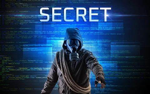 Faceless hacker on code background Stock Photos