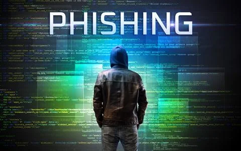 Faceless hacker on code background Foto stock