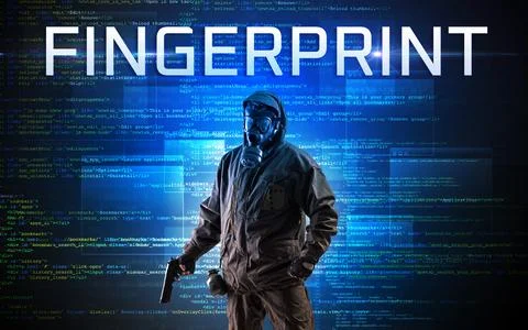 Faceless hacker on code background Stock Photos