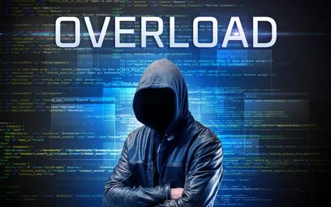 Faceless hacker on code background Foto stock
