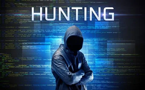 Faceless hacker on code background Stock Photos