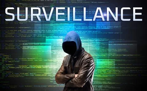 Faceless hacker on code background Stock Photos