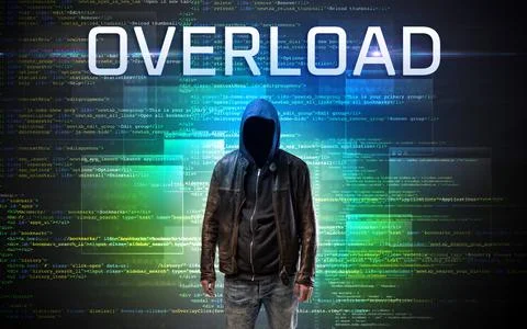 Faceless hacker on code background Stock Photos