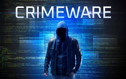 Faceless hacker on code background 스톡 사진