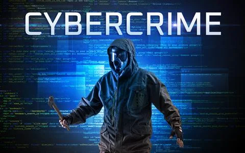 Faceless hacker on code background Stock Photos