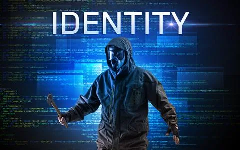 Faceless hacker on code background 写真素材