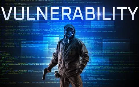 Faceless hacker on code background Stock Photos