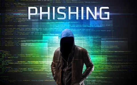 Faceless hacker on code background Stock Photos