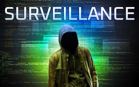 Faceless hacker on code background Stock Photos