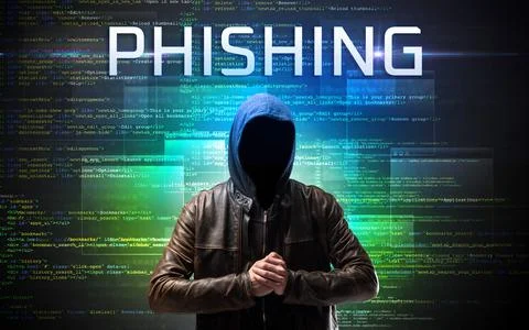 Faceless hacker on code background 스톡 사진