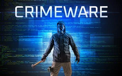 Faceless hacker on code background Foto stock