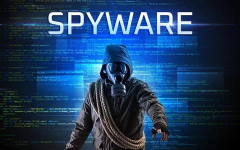 Faceless hacker on code background 스톡 사진