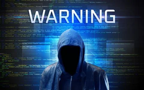 Faceless hacker on code background 스톡 사진