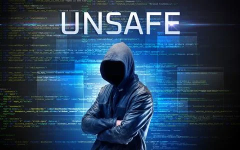 Faceless hacker on code background Stock Photos