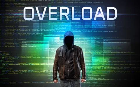 Faceless hacker on code background 스톡 사진