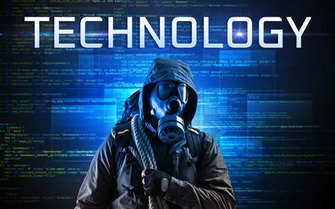 Faceless hacker on code background Stock Photos