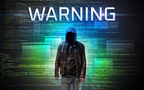 Faceless hacker on code background 写真素材