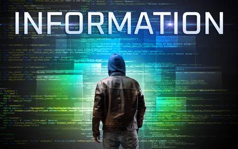 Faceless hacker on code background 스톡 사진