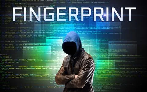 Faceless hacker on code background Stock Photos