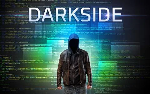 Faceless hacker on code background Stock Photos