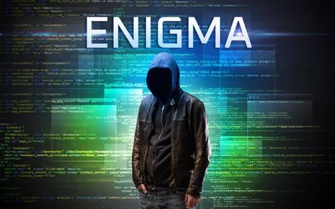 Faceless hacker on code background Stock Photos