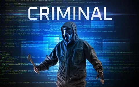 Faceless hacker on code background Stock Photos