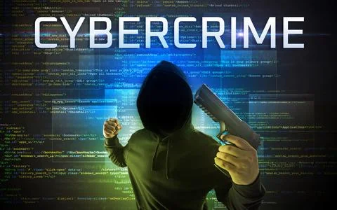 Faceless hacker on code background Stock Photos