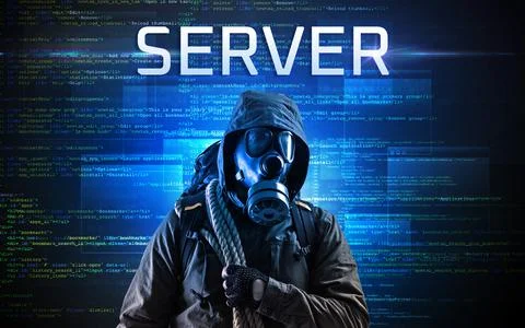 Faceless hacker on code background 스톡 사진