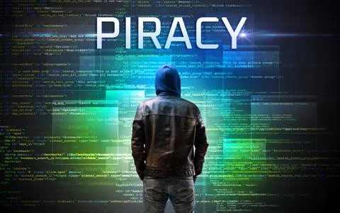 Faceless hacker on code background Stock Photos