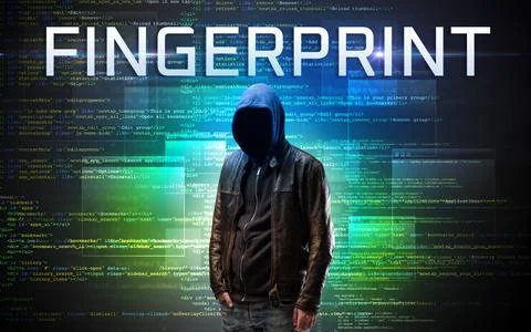 Faceless hacker on code background Stock Photos
