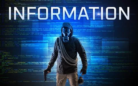 Faceless hacker on code background Foto stock