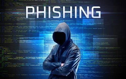 Faceless hacker on code background Foto stock