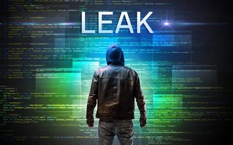Faceless hacker on code background Foto stock