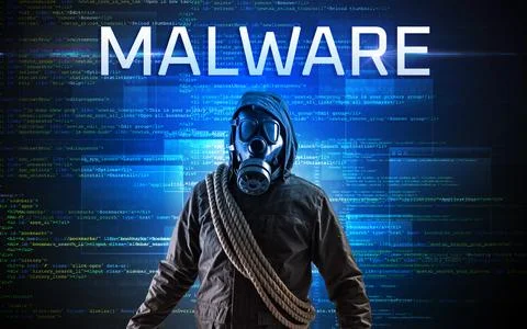 Faceless hacker on code background Stockfoto's