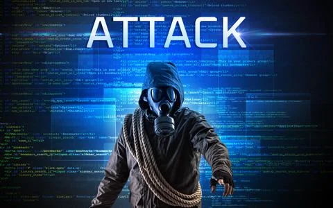 Faceless hacker on code background Foto stock