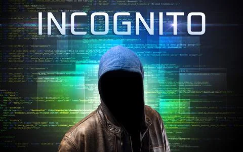 Faceless hacker on code background Stock Photos
