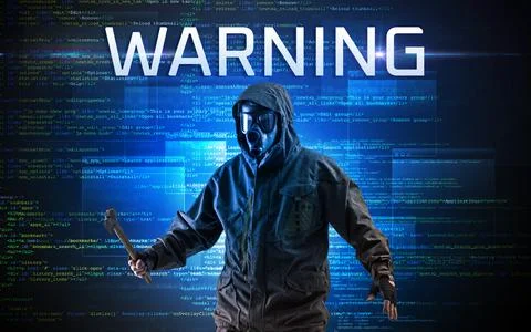 Faceless hacker on code background Foto stock