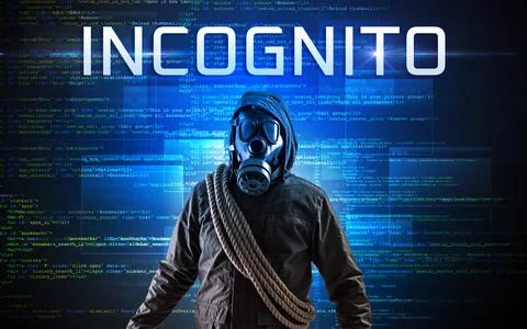 Faceless hacker on code background Foto stock